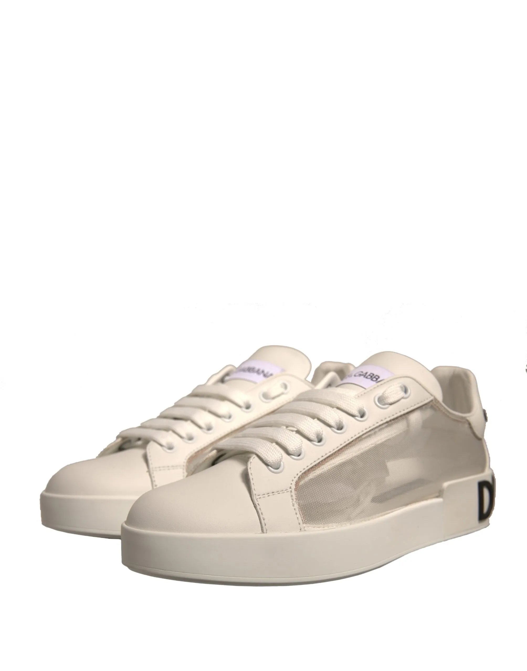 Dolce&Gabbana Portofino Women Ivory Sneakers Leather Lace Up Trainer Shoes EU 37