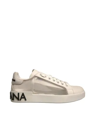 Dolce&Gabbana Portofino Women Ivory Sneakers Leather Lace Up Trainer Shoes EU 37