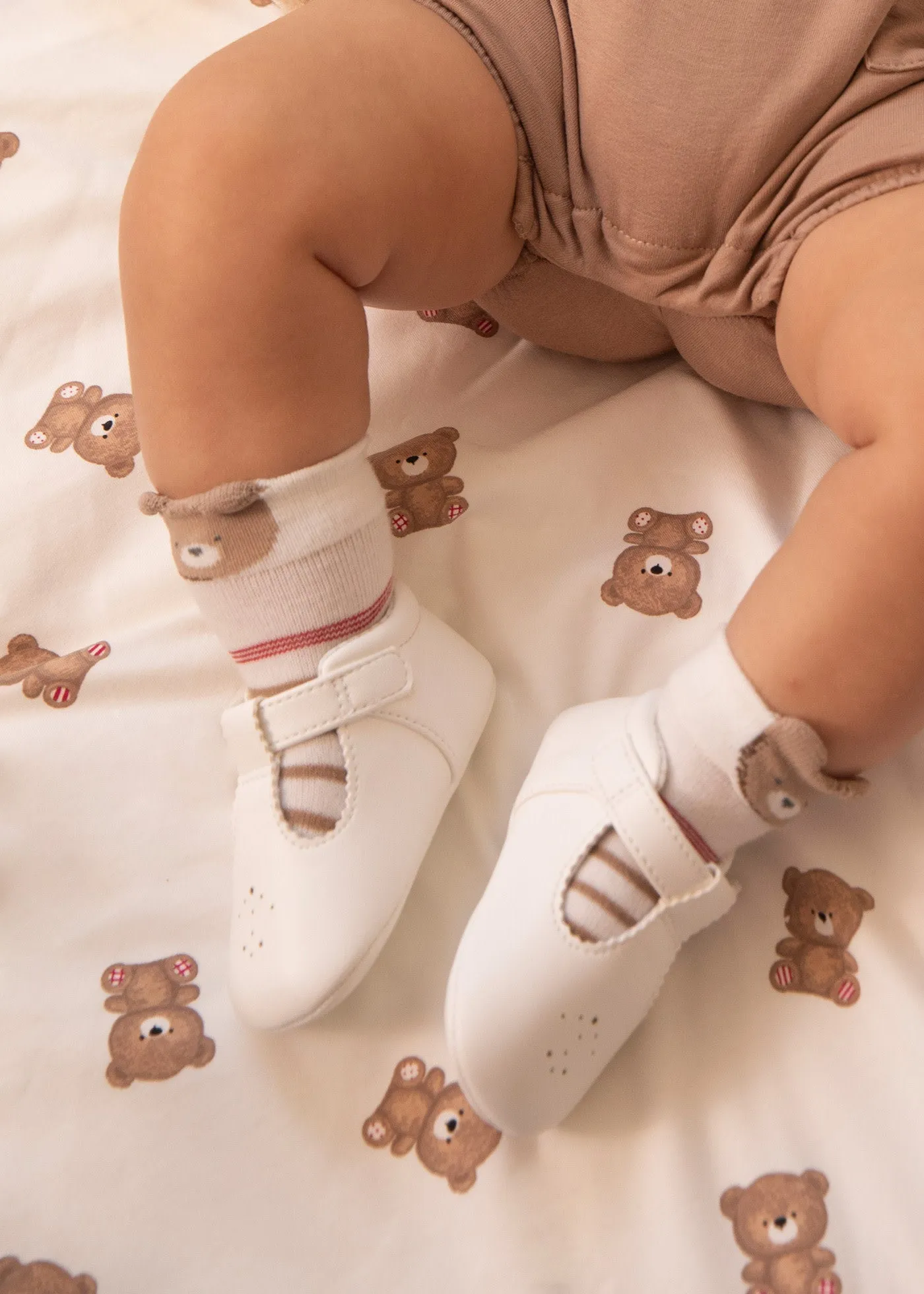 [EU19] Mayoral Newborn White T-Strap Shoes