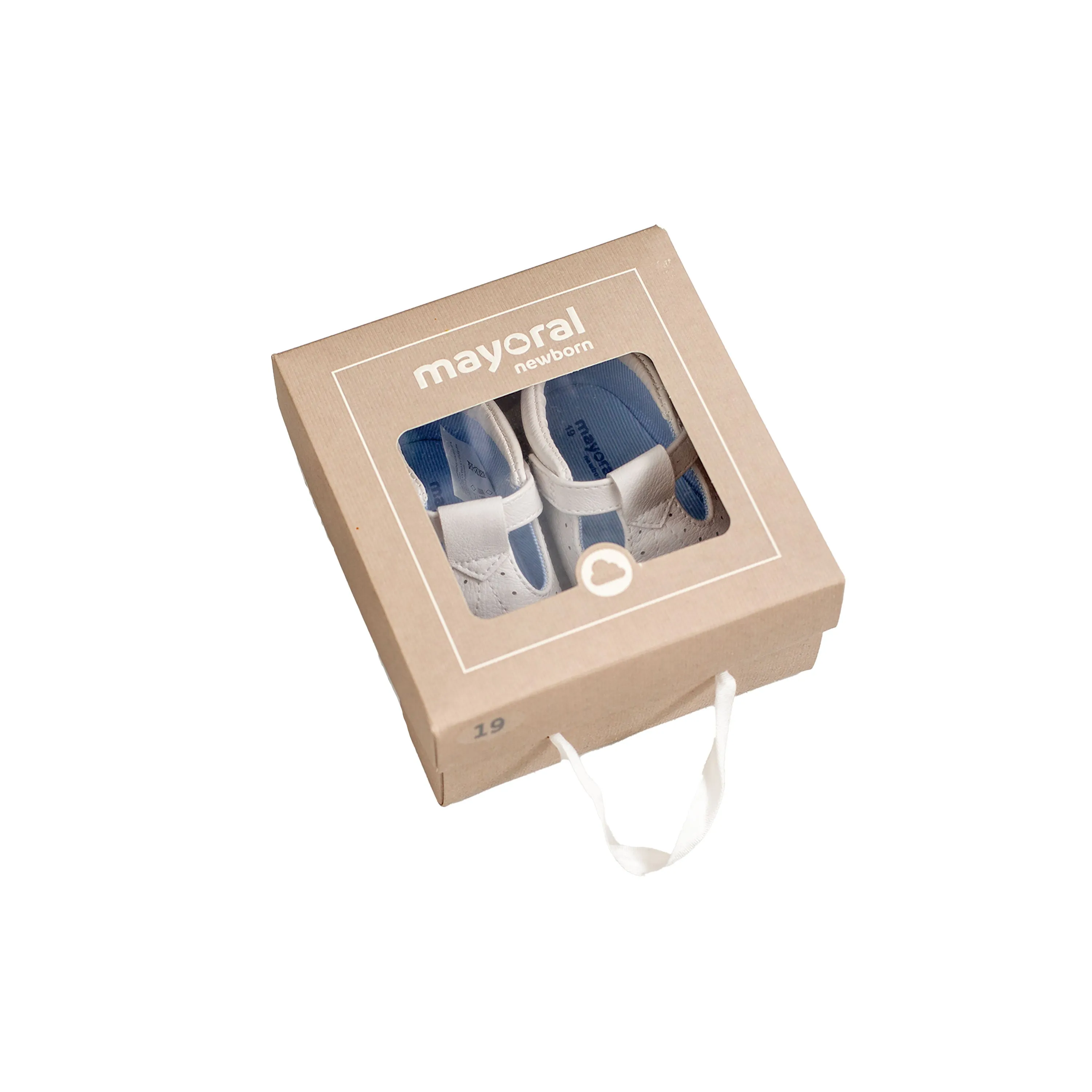 [EU19] Mayoral Newborn White T-Strap Shoes