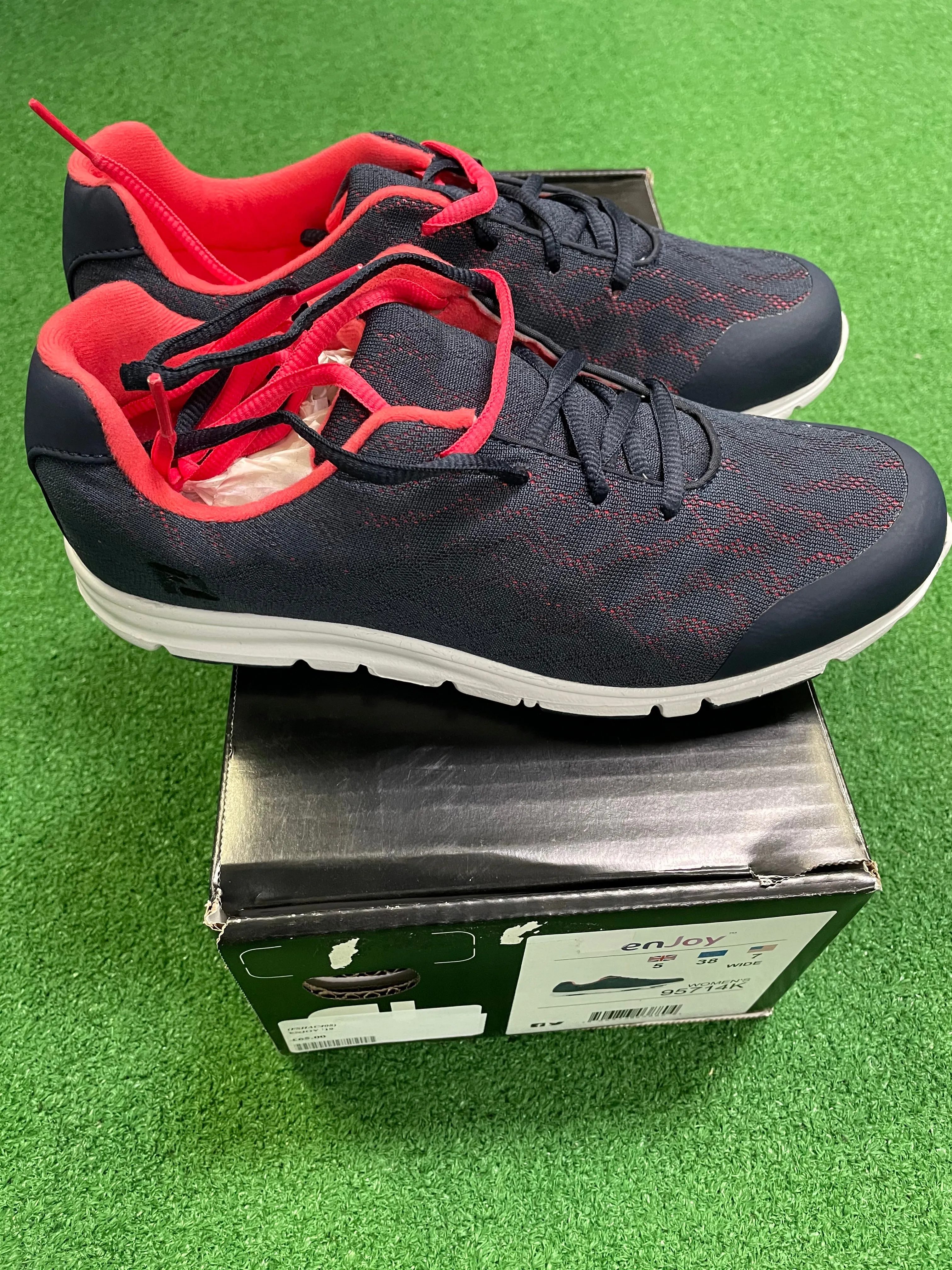 EX Shop Display Footjoy Ladies enJoy Golf Shoes 95714K / Navy Papaya / Size UK 5