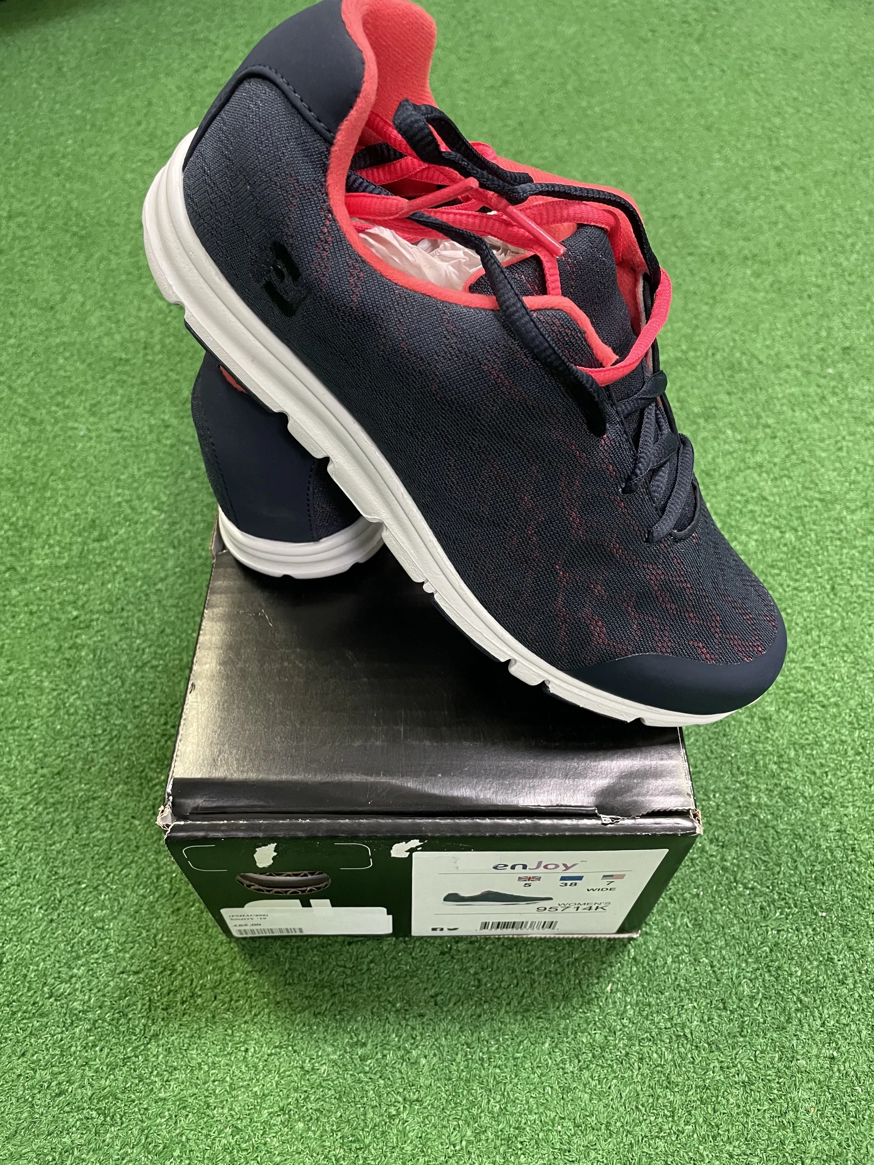 EX Shop Display Footjoy Ladies enJoy Golf Shoes 95714K / Navy Papaya / Size UK 5