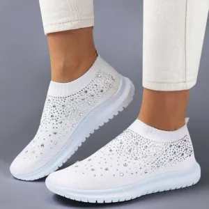 Fanyil Women's Crystal Breathable Slip-On Walking Shoes