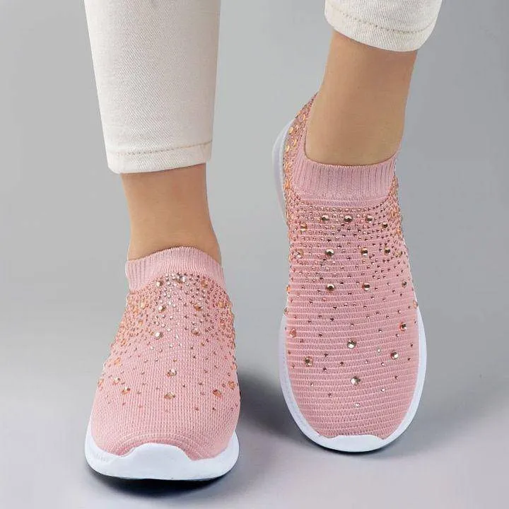 Fanyil Women's Crystal Breathable Slip-On Walking Shoes