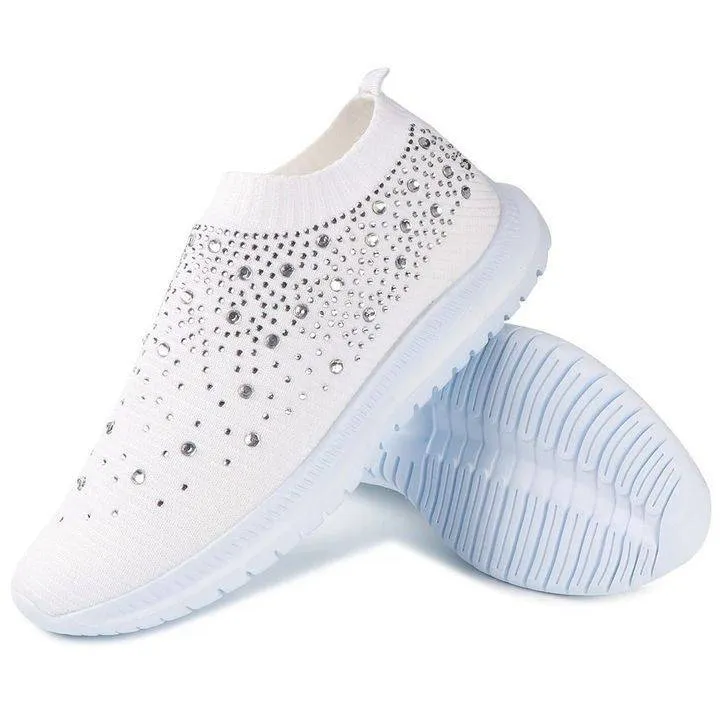 Fanyil Women's Crystal Breathable Slip-On Walking Shoes