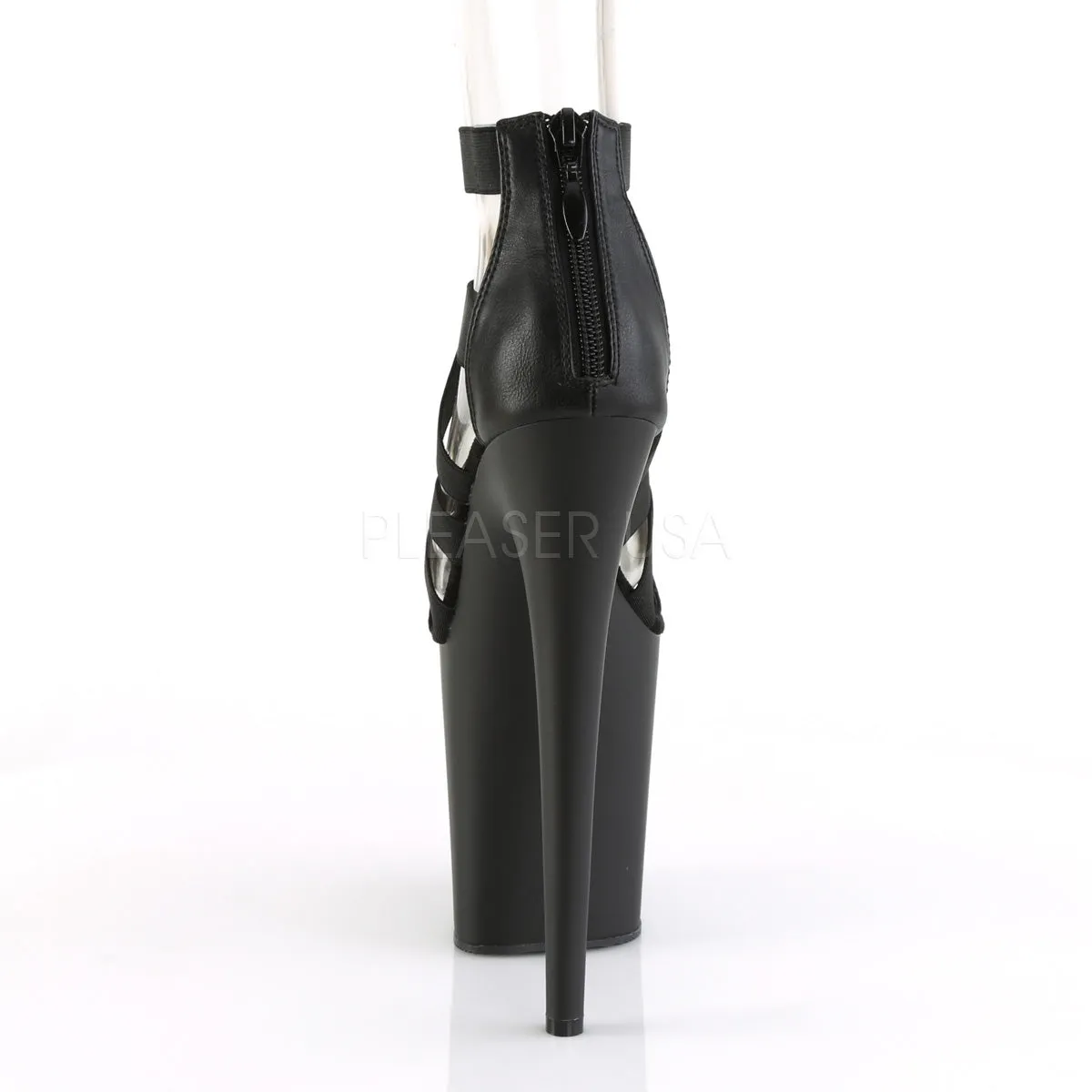 FLAMINGO-859  Black Elastic Band-Faux Leather/Black Matte