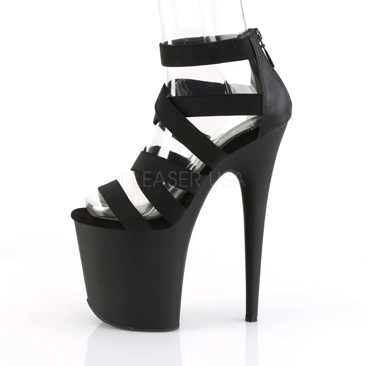 FLAMINGO-859  Black Elastic Band-Faux Leather/Black Matte
