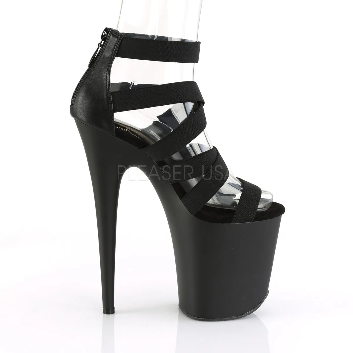 FLAMINGO-859  Black Elastic Band-Faux Leather/Black Matte