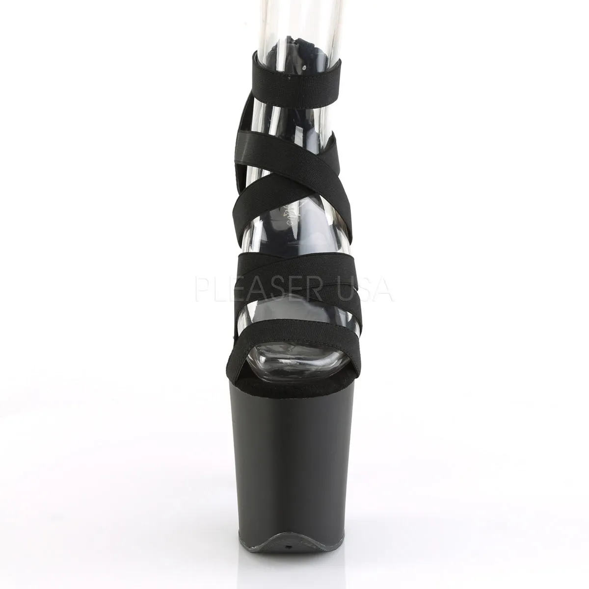 FLAMINGO-859  Black Elastic Band-Faux Leather/Black Matte