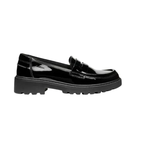 Geox Casey Black Patent Loafer School Shoe