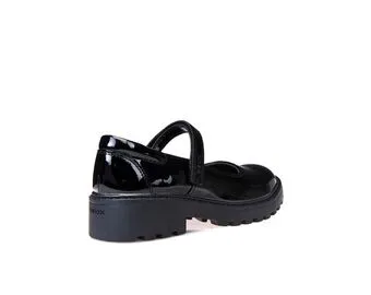Geox Casey - Black Patent Riptape Mary Jane School Shoe