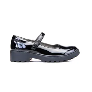 Geox Casey - Black Patent Riptape Mary Jane School Shoe