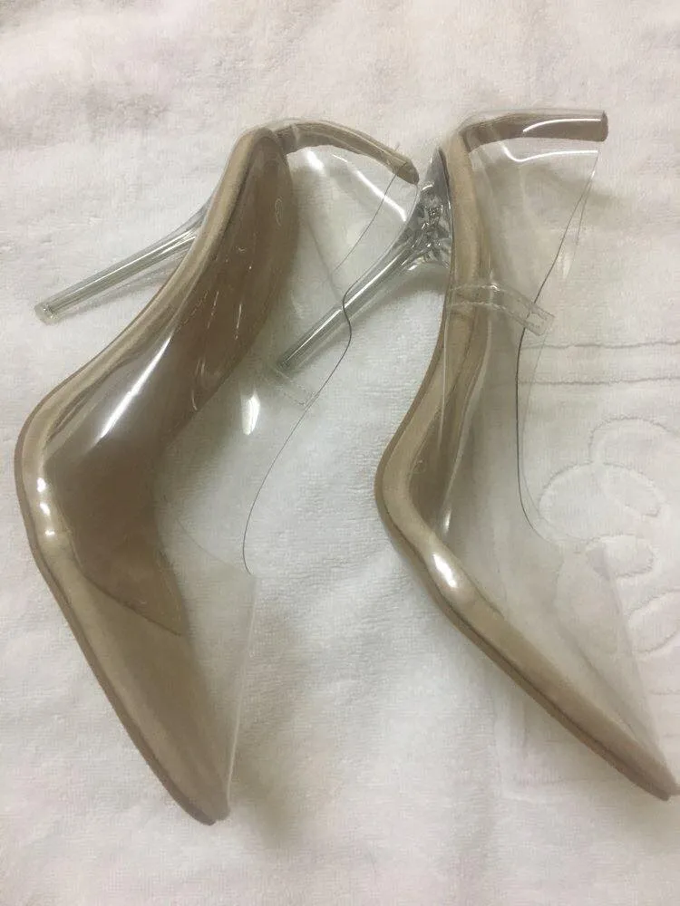 Glass slipper pumps