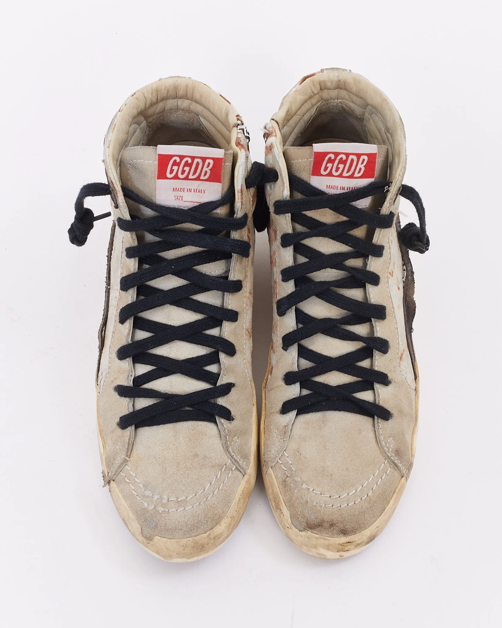Golden Goose White & Brown Suede Slide Edge High Top Sneakers - 39