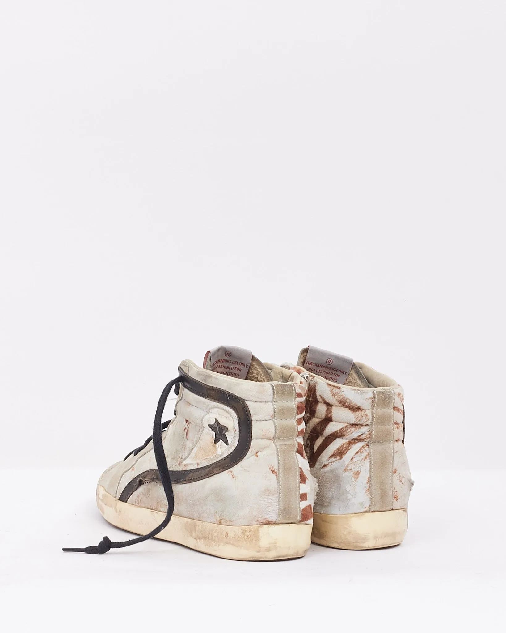 Golden Goose White & Brown Suede Slide Edge High Top Sneakers - 39