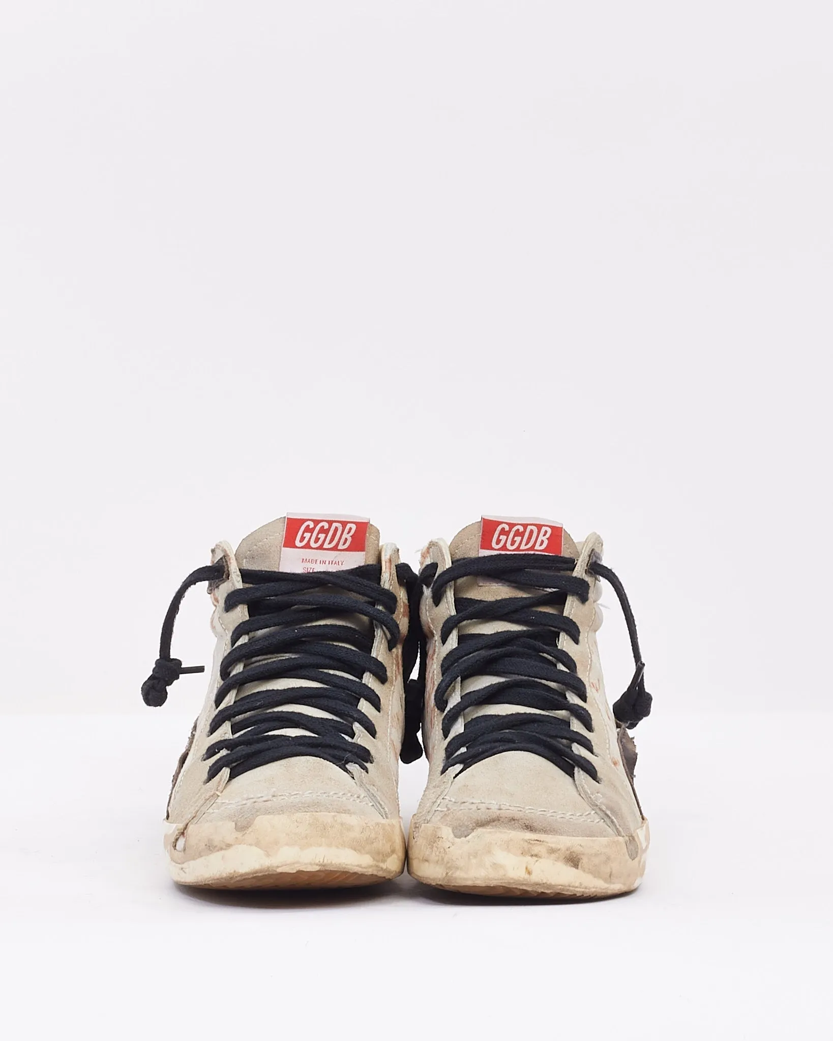 Golden Goose White & Brown Suede Slide Edge High Top Sneakers - 39