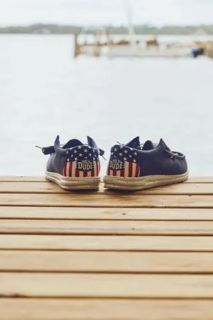 HEYDUDE Men’s Wally Americana Shoes in Navy | 40687-4MQ