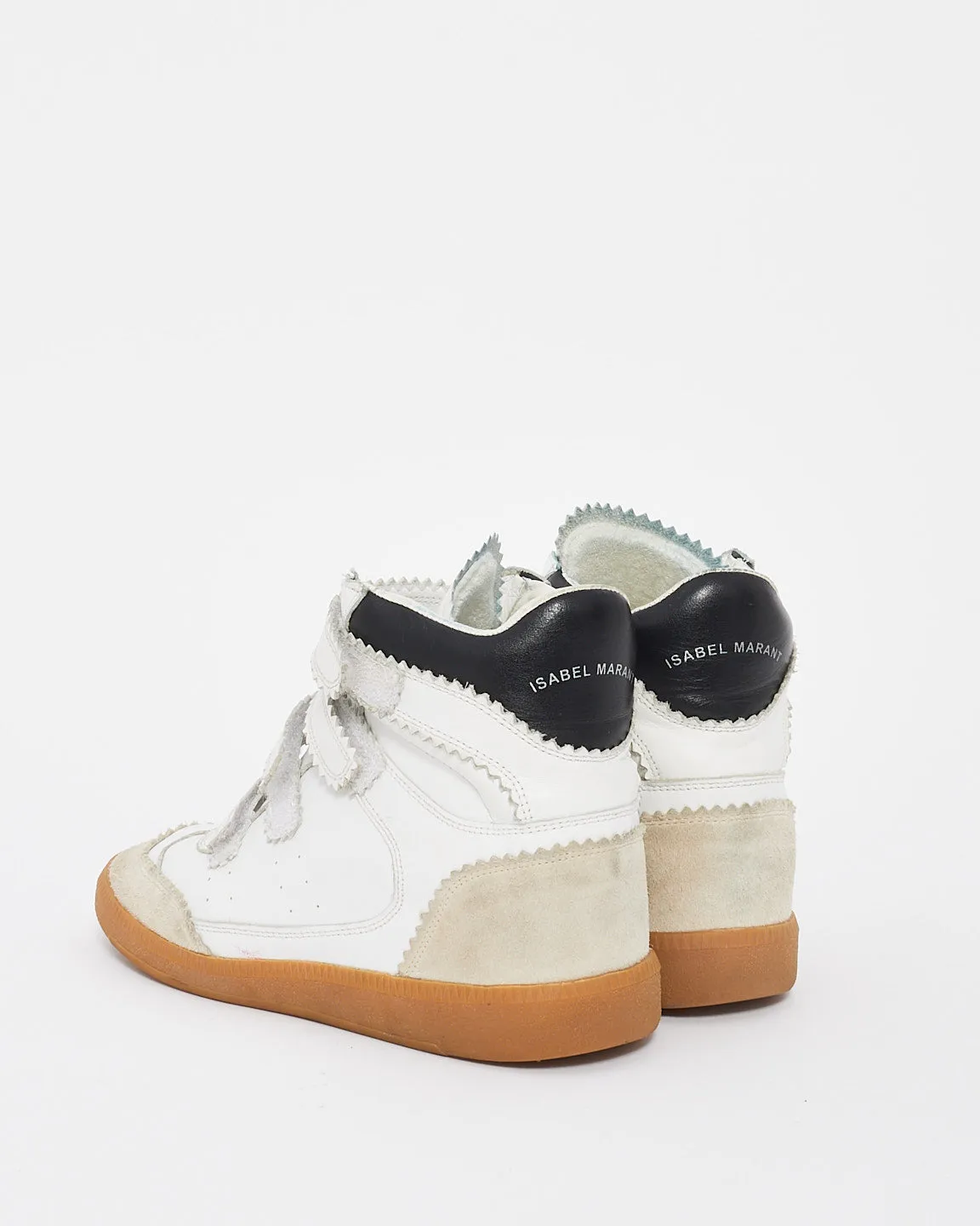 Isabel Marant White Leather Bilsy High-Top Velcro Sneakers - 38