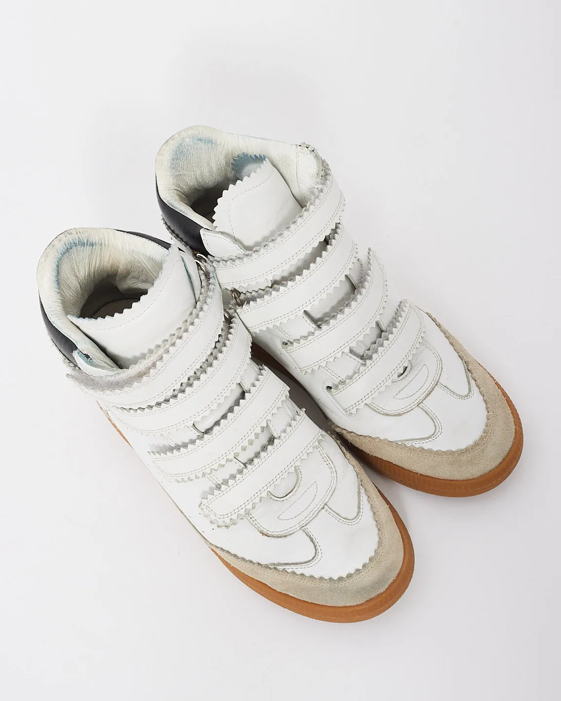 Isabel Marant White Leather Bilsy High-Top Velcro Sneakers - 38