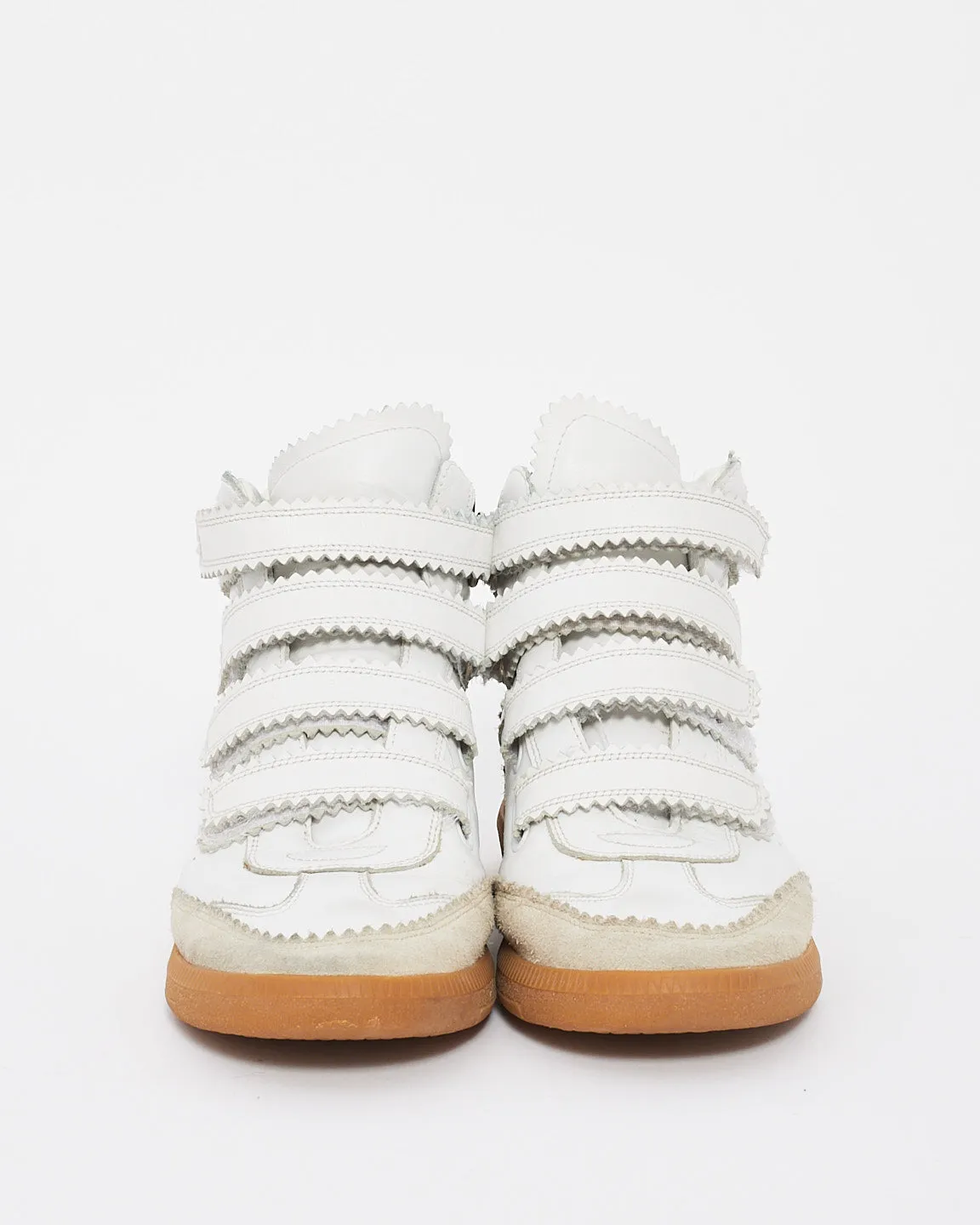 Isabel Marant White Leather Bilsy High-Top Velcro Sneakers - 38