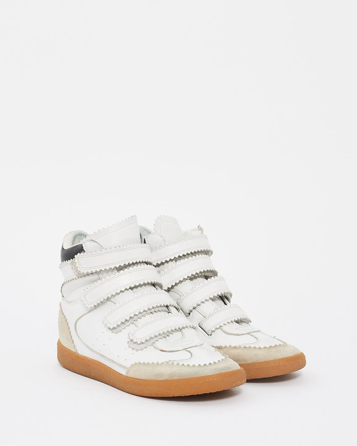 Isabel Marant White Leather Bilsy High-Top Velcro Sneakers - 38