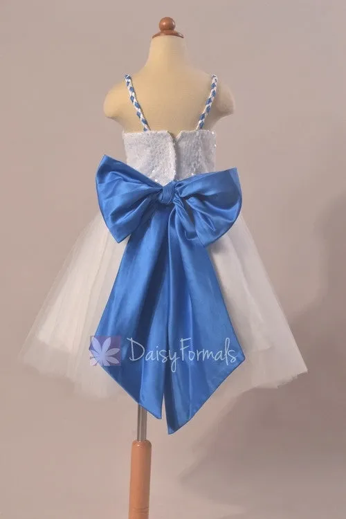 Ivory Braided Straps Flower Girl Dress w/Braided Waist Sash (FL1305AL)
