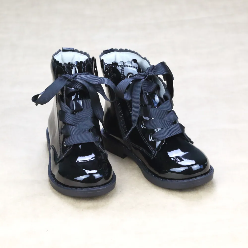 Josephine Toddler Girls Scallop Lace Up Boots