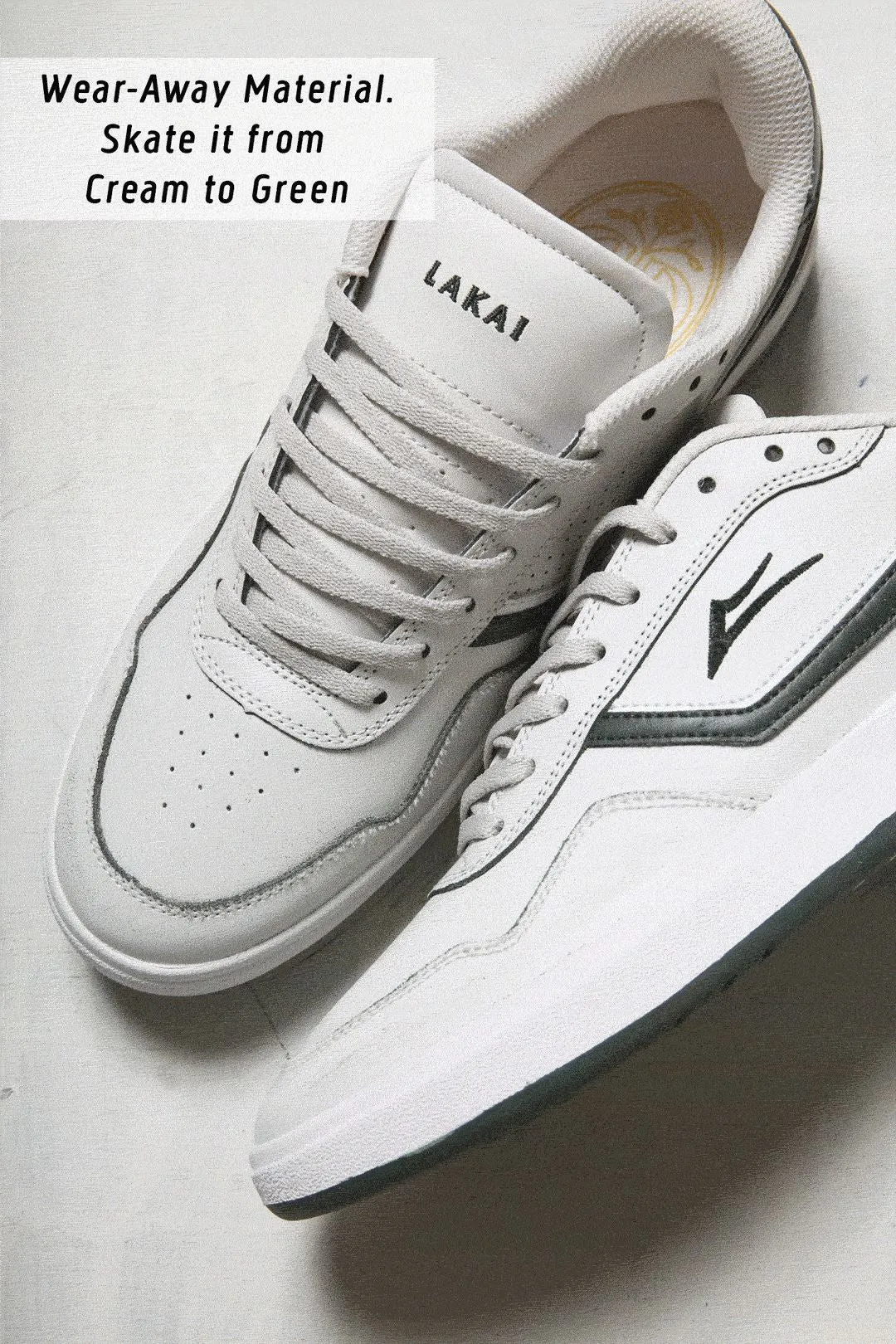 Lakai Terrace Leather Skate Shoes - Cream / Pine