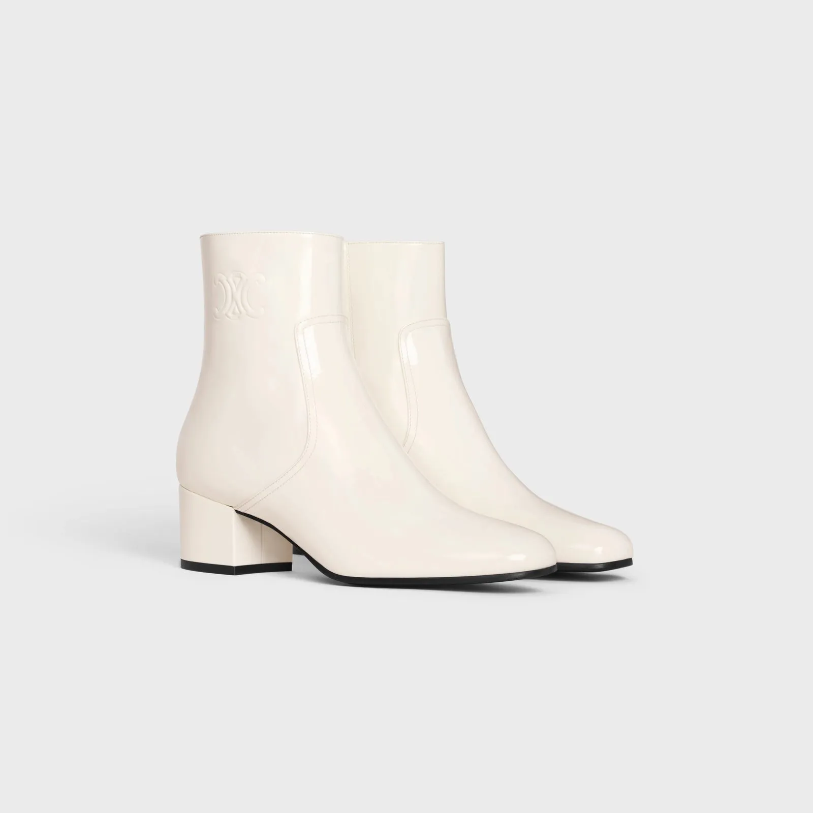 Les Bottes Celine Triomphe Zipped Boot In Patent Calfskin