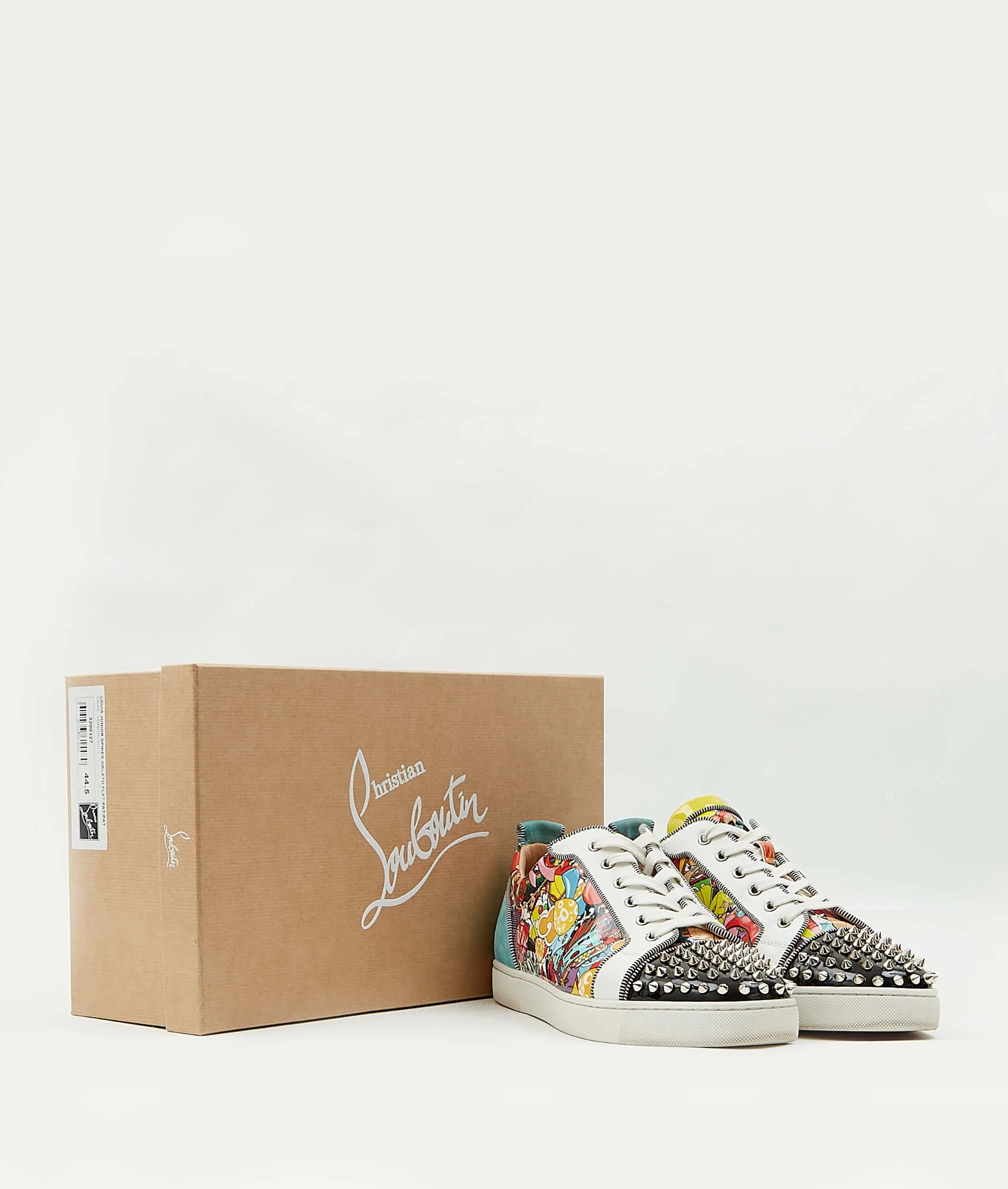 Louboutin Louis Junior Spikes Orlato Flat Pat/Pat Low Top Sneaker - 44.5