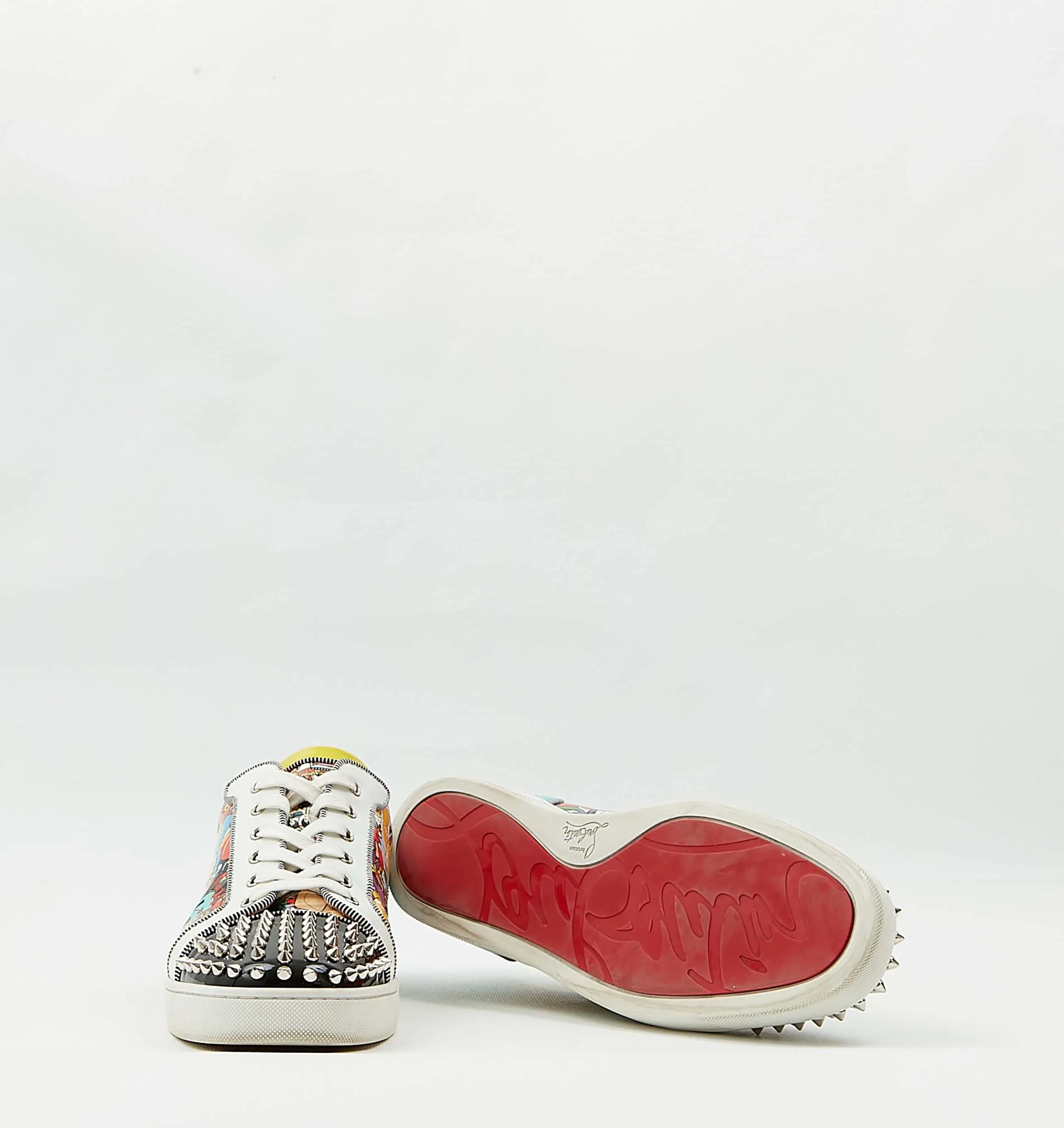Louboutin Louis Junior Spikes Orlato Flat Pat/Pat Low Top Sneaker - 44.5