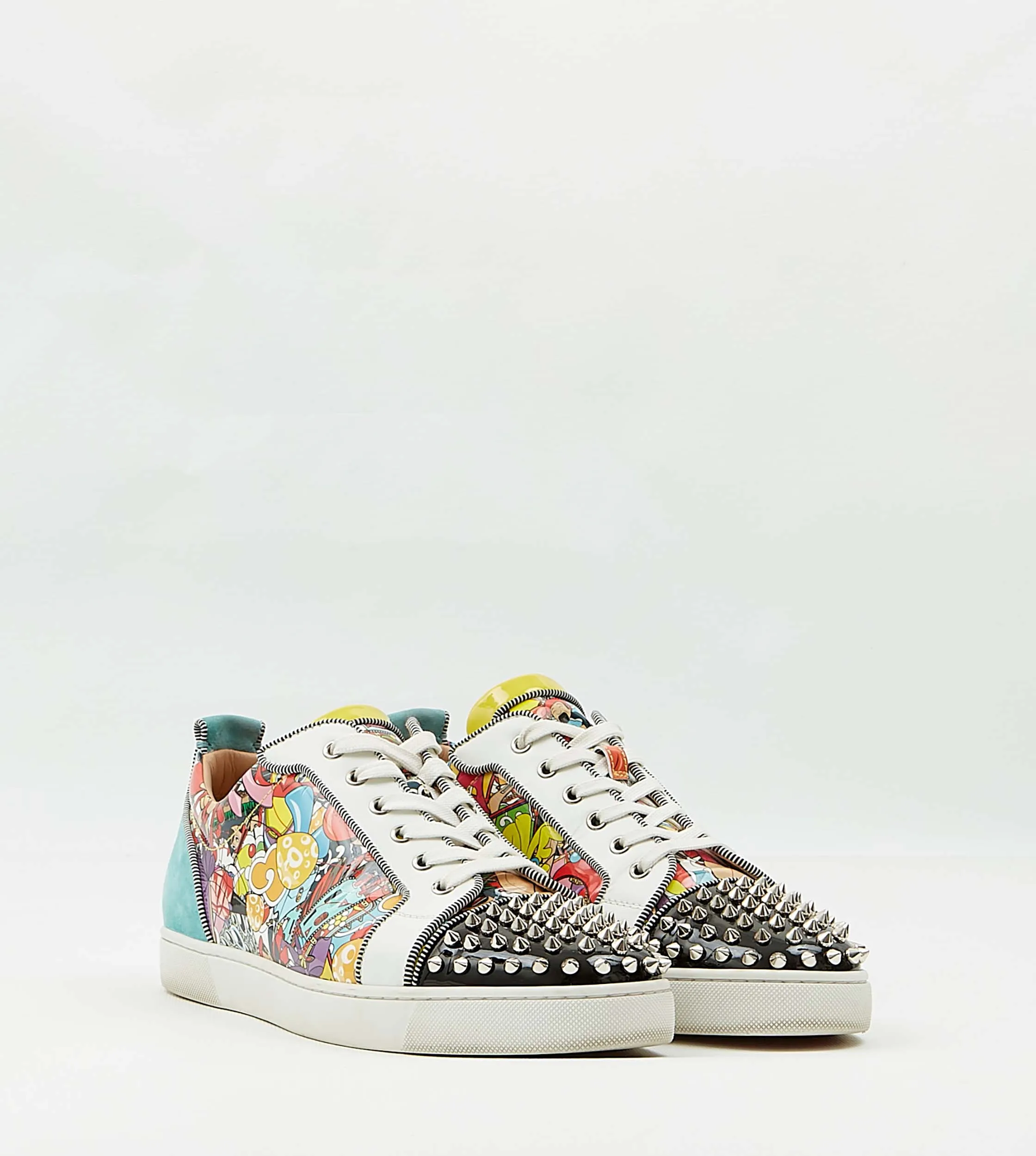 Louboutin Louis Junior Spikes Orlato Flat Pat/Pat Low Top Sneaker - 44.5