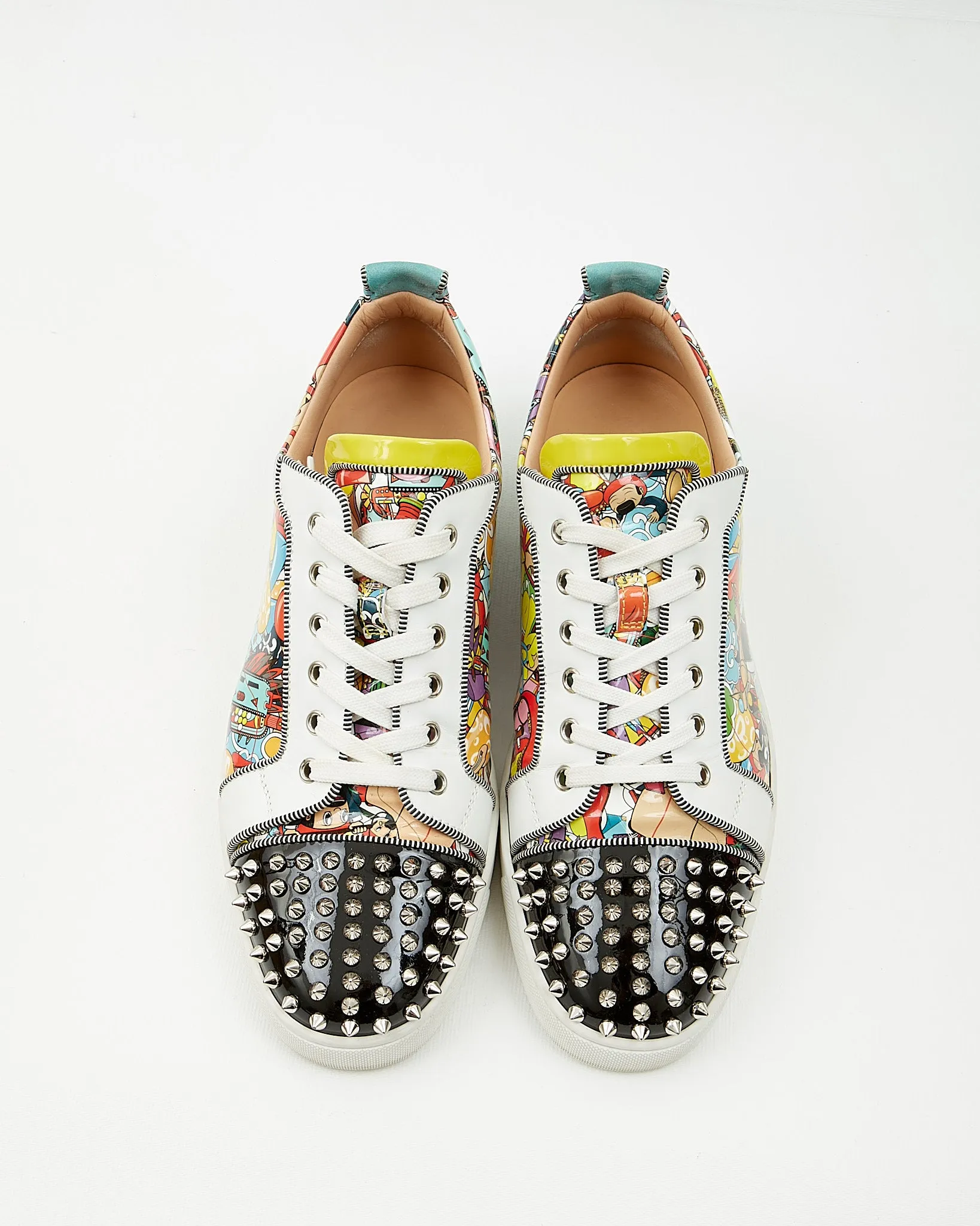 Louboutin Louis Junior Spikes Orlato Flat Pat/Pat Low Top Sneaker - 44.5