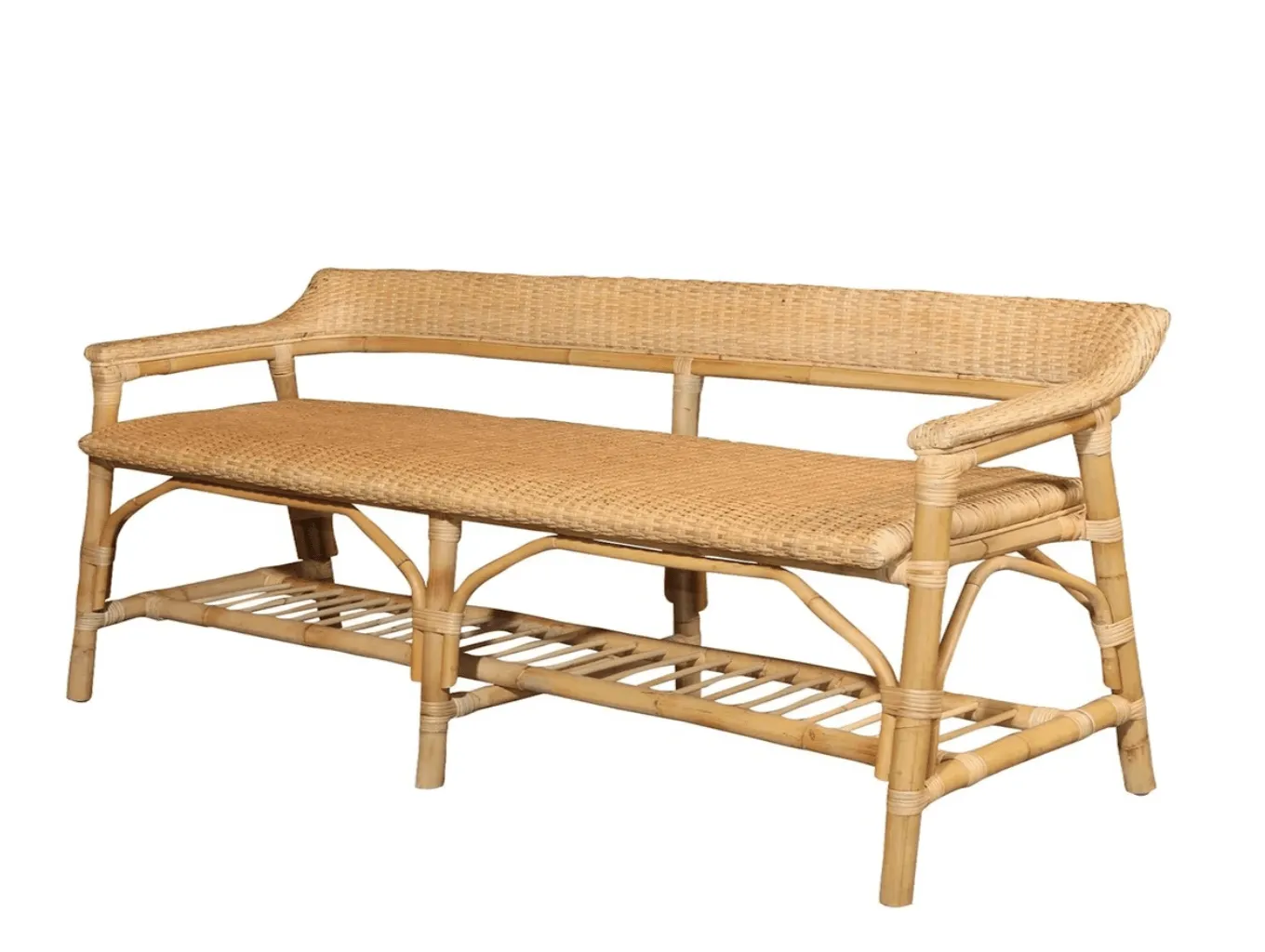 Lucco Rattan Bench - Natural