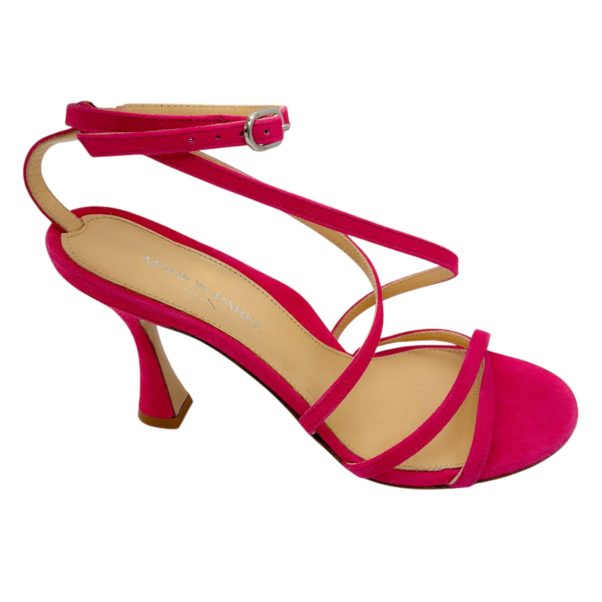 Marion Parke Pink Lottie Criss Cross Strap Suede Sandals