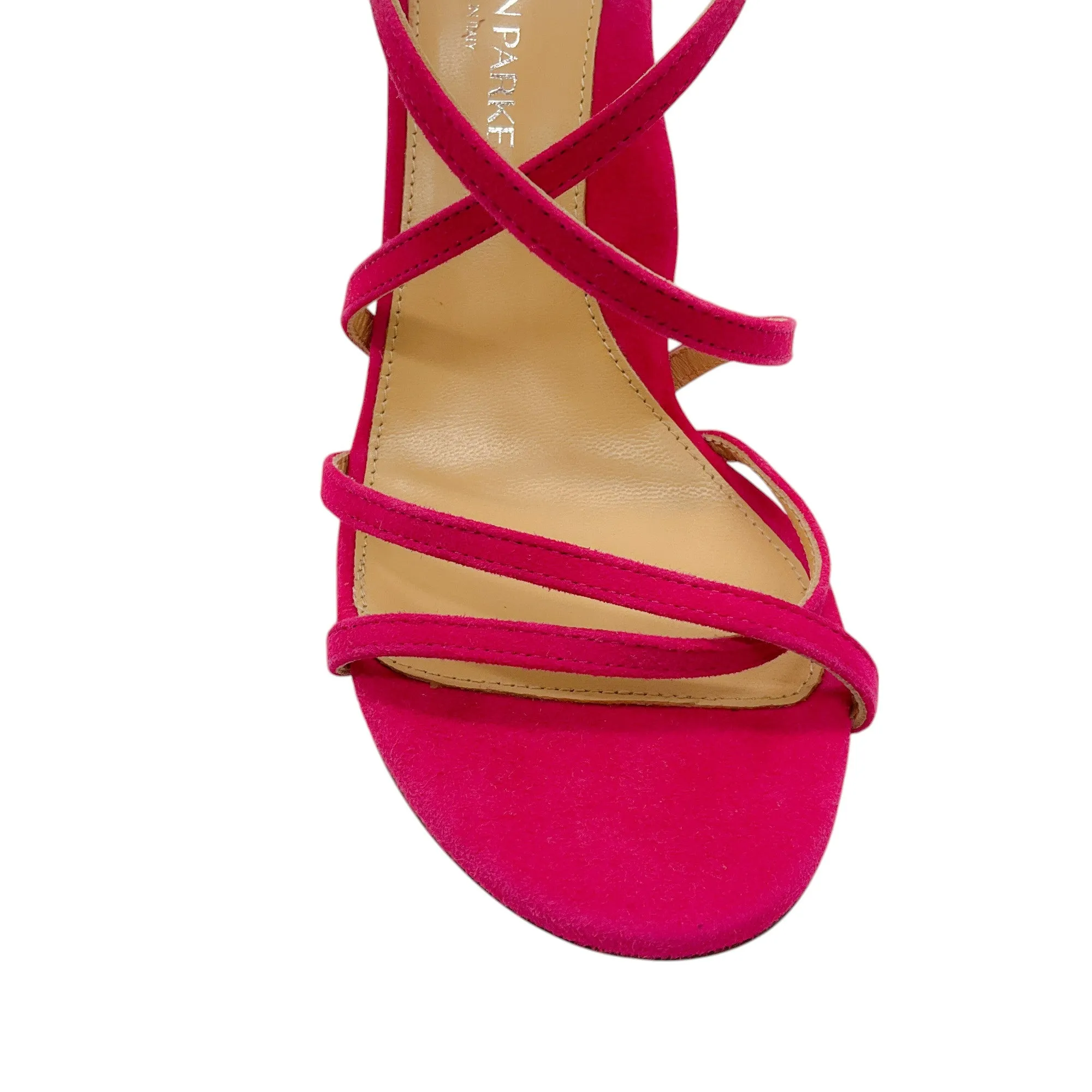 Marion Parke Pink Lottie Criss Cross Strap Suede Sandals