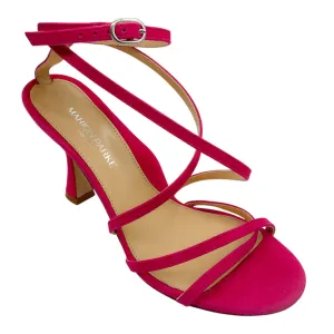 Marion Parke Pink Lottie Criss Cross Strap Suede Sandals