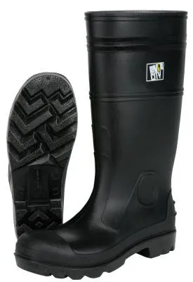 MCR Safety PVC Boot, Size 12, 16 in, Black, VBS12012