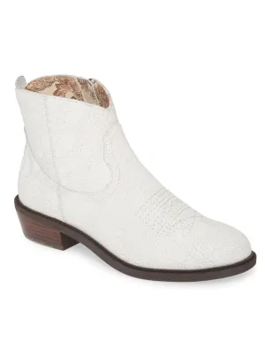 Montrose White Crackle Leather Booties