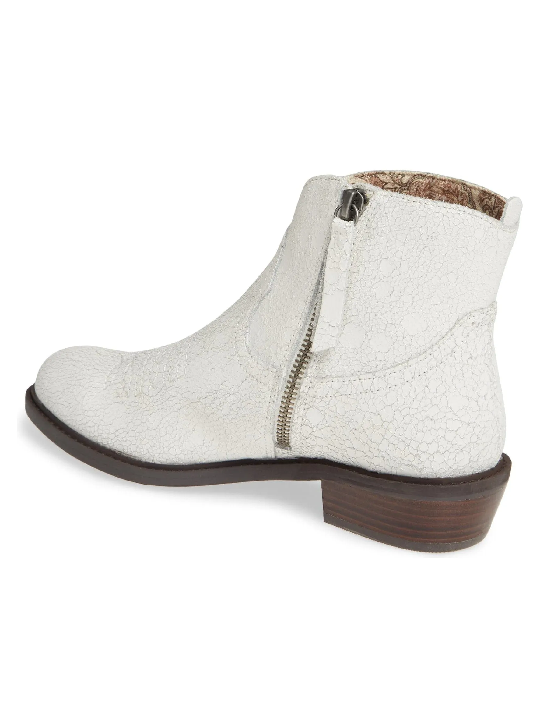 Montrose White Crackle Leather Booties