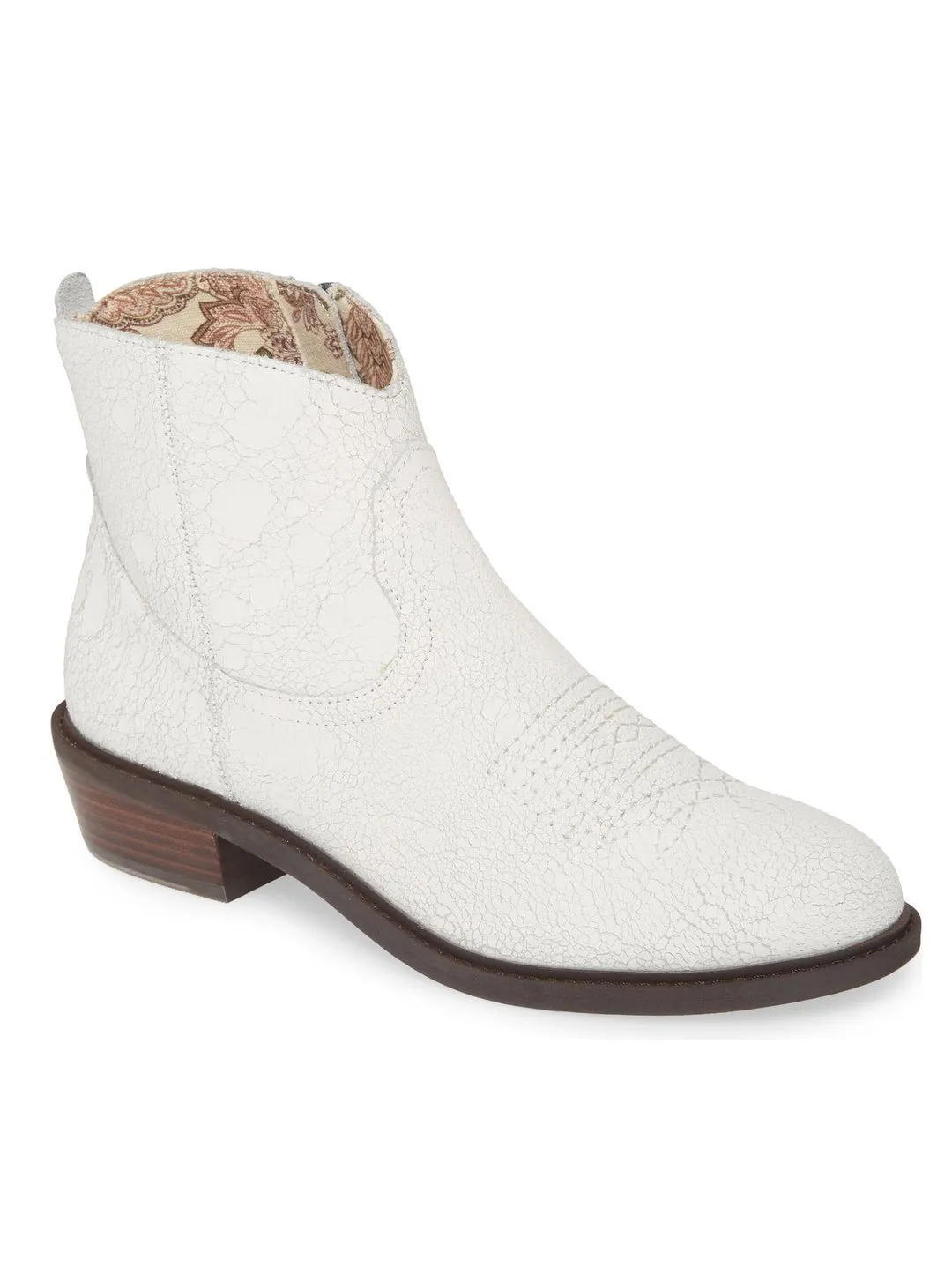 Montrose White Crackle Leather Booties