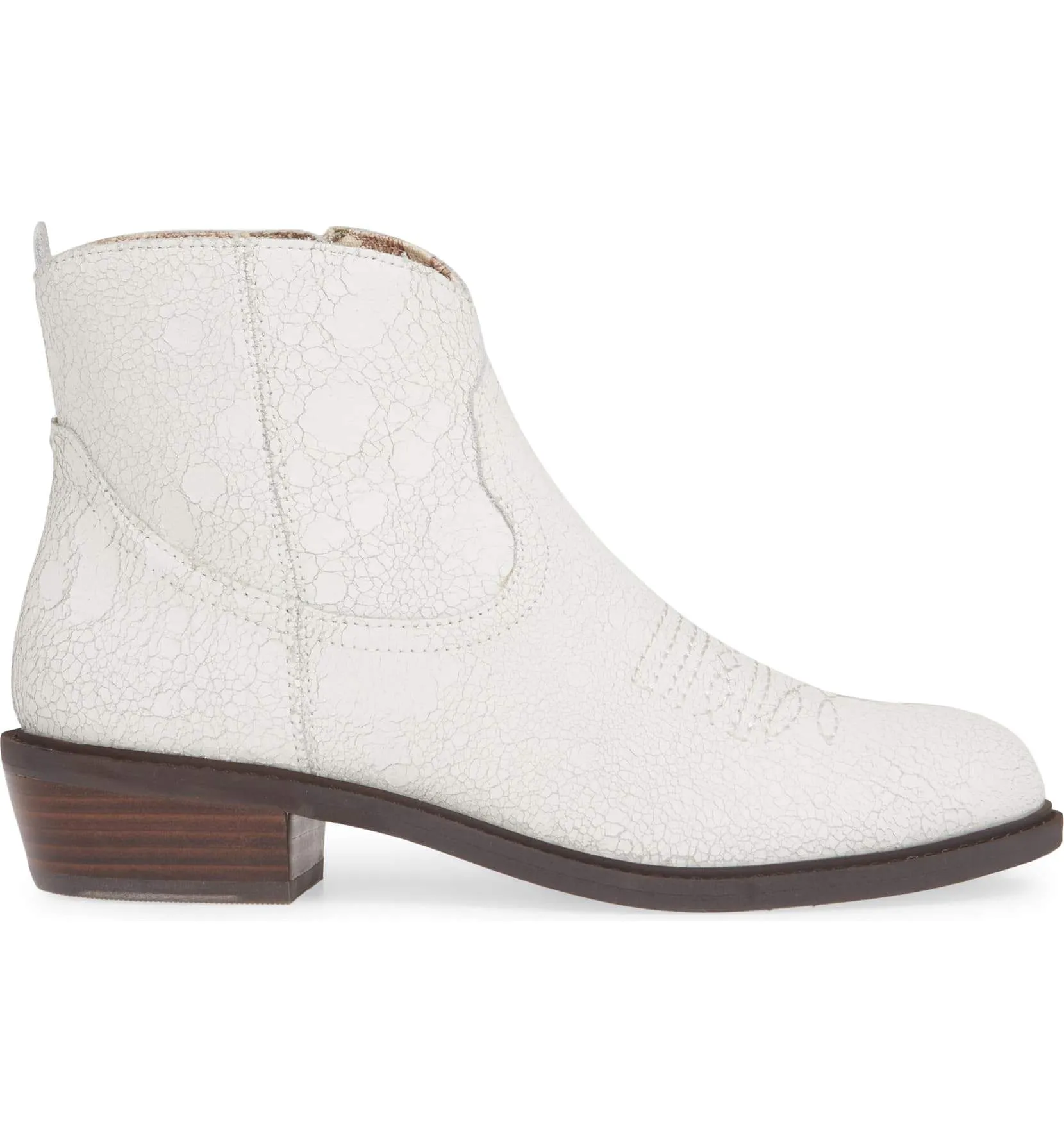 Montrose White Crackle Leather Booties