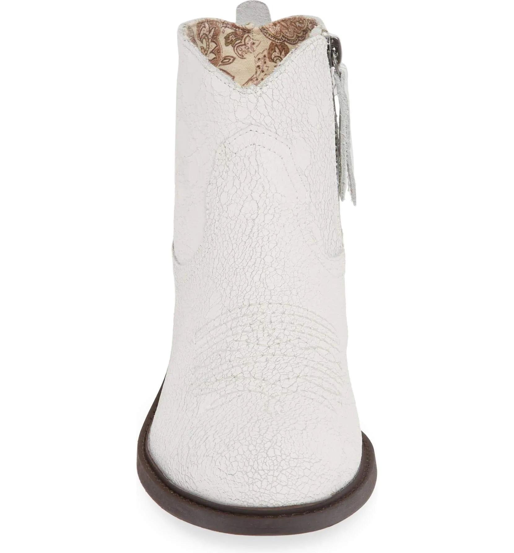 Montrose White Crackle Leather Booties