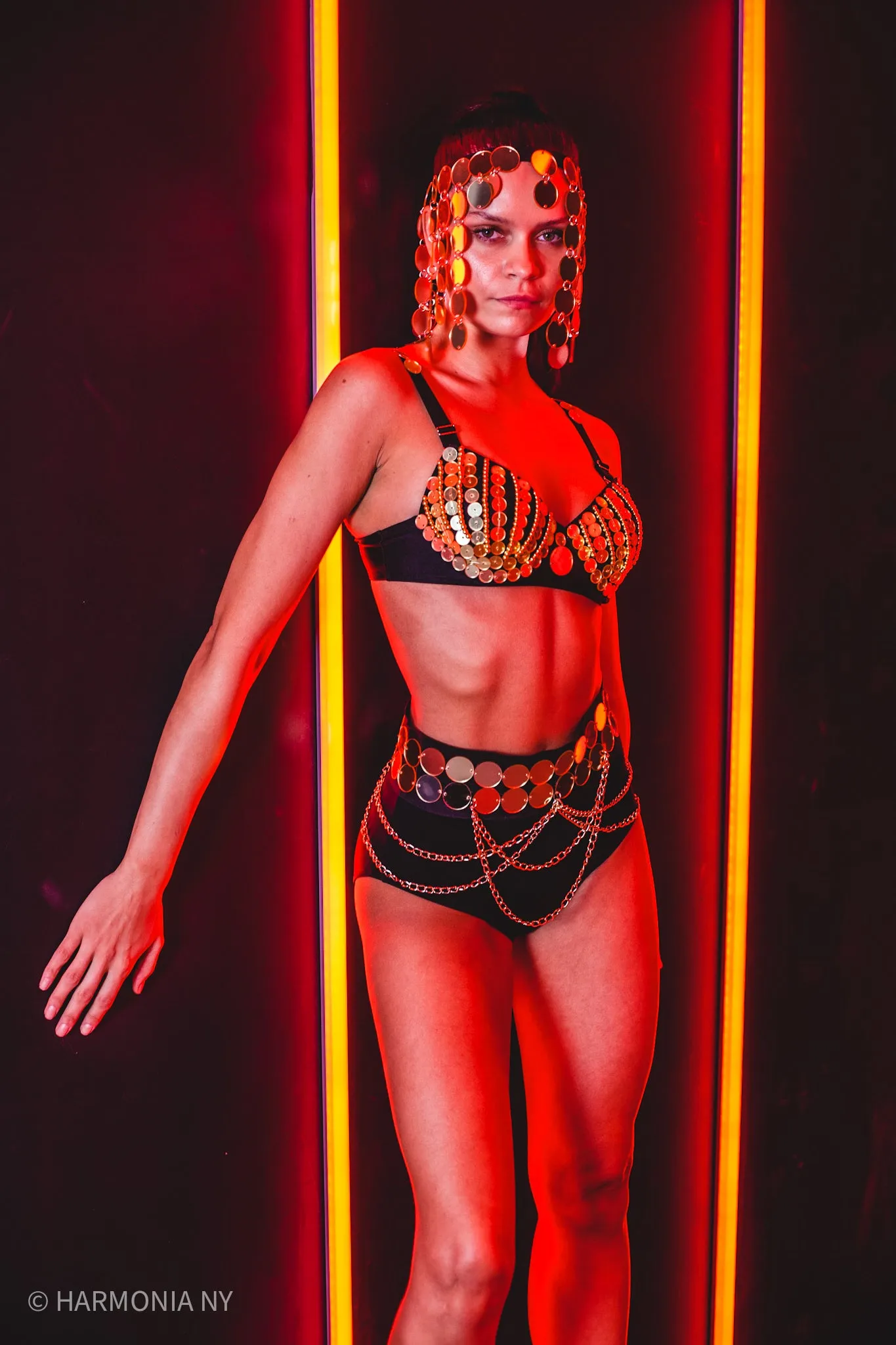 Neom Futuristic Odalisque Bikini and Headpiece Set