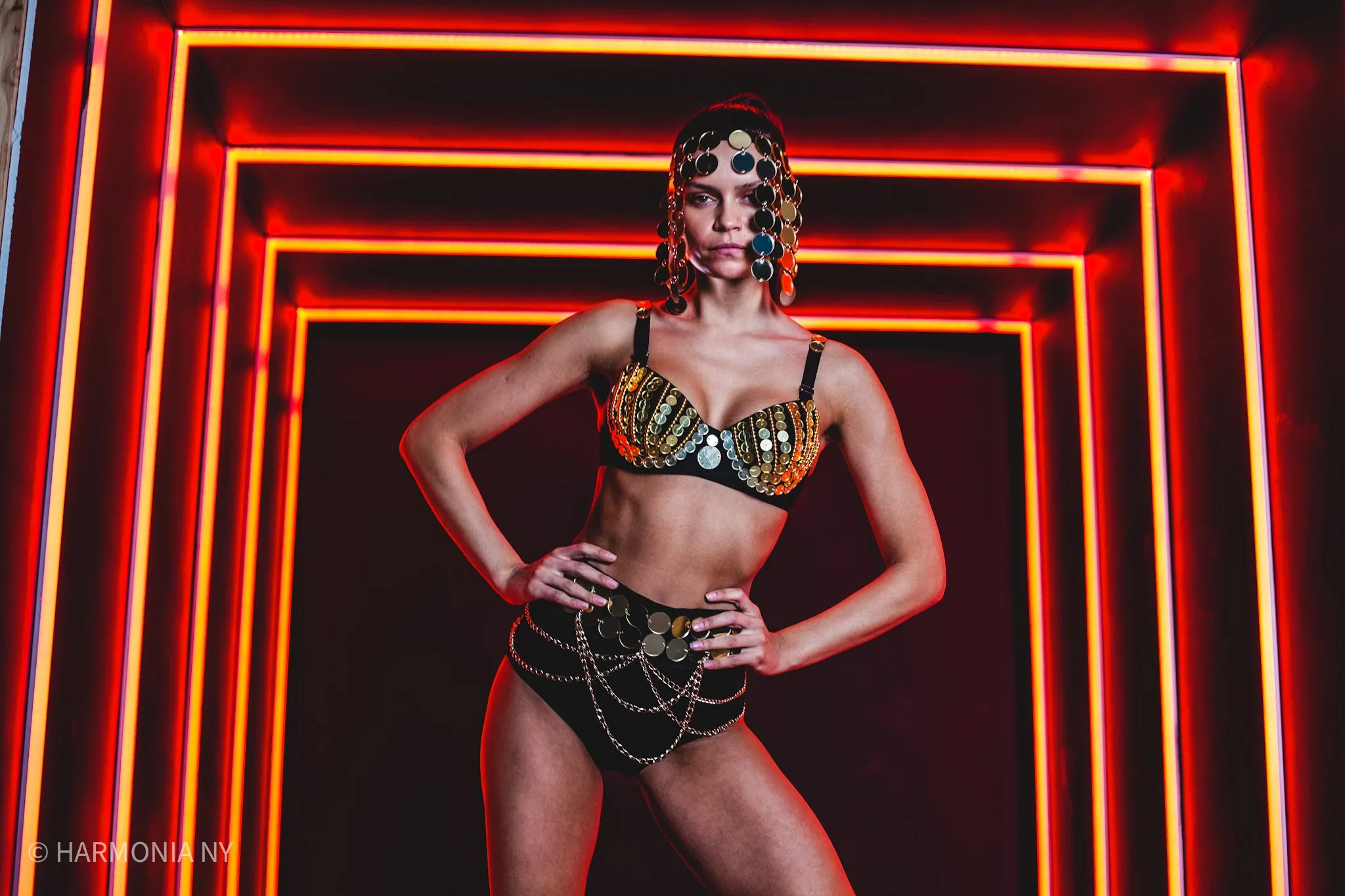 Neom Futuristic Odalisque Bikini and Headpiece Set
