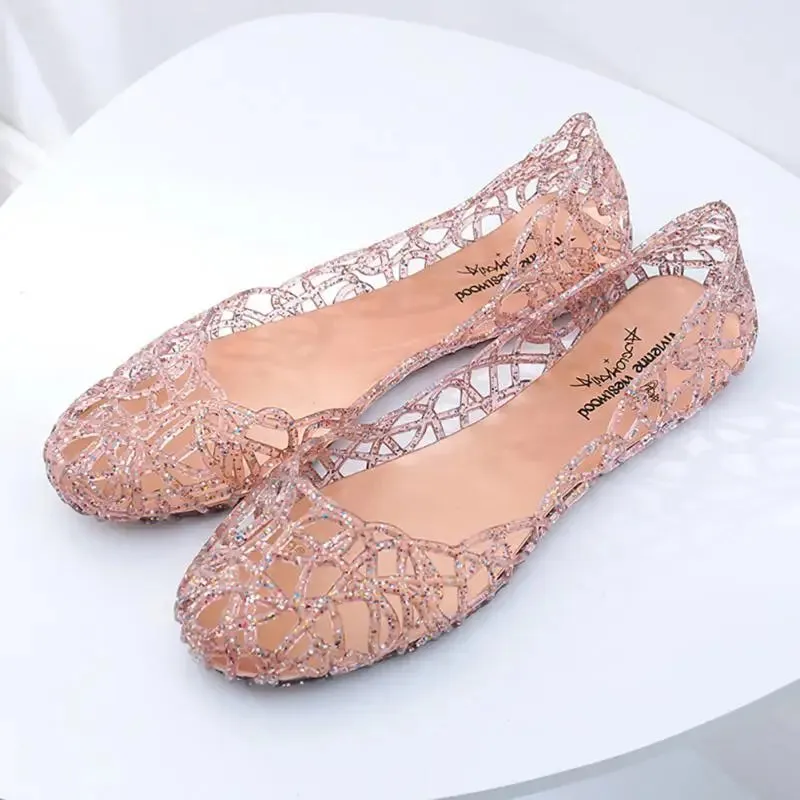 New Women Sandals Jelly Shoes Breathable Flats Shoes Hollow Out Slip Fashion Shoe Ladies  Footwear Sandal  Summer