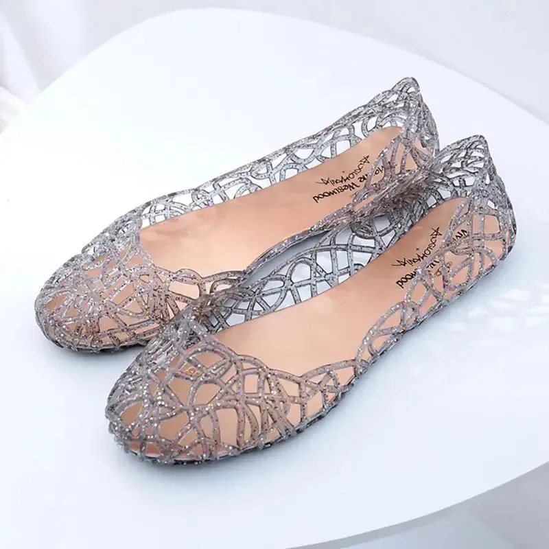 New Women Sandals Jelly Shoes Breathable Flats Shoes Hollow Out Slip Fashion Shoe Ladies  Footwear Sandal  Summer