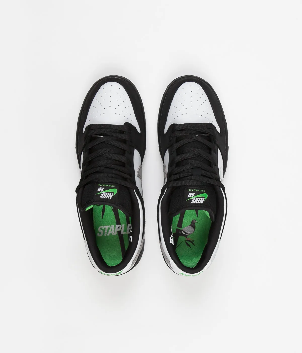 Nike SB Dunk Low Pro OG 'Panda Pigeon' Shoes - Black / White - Green Gusto