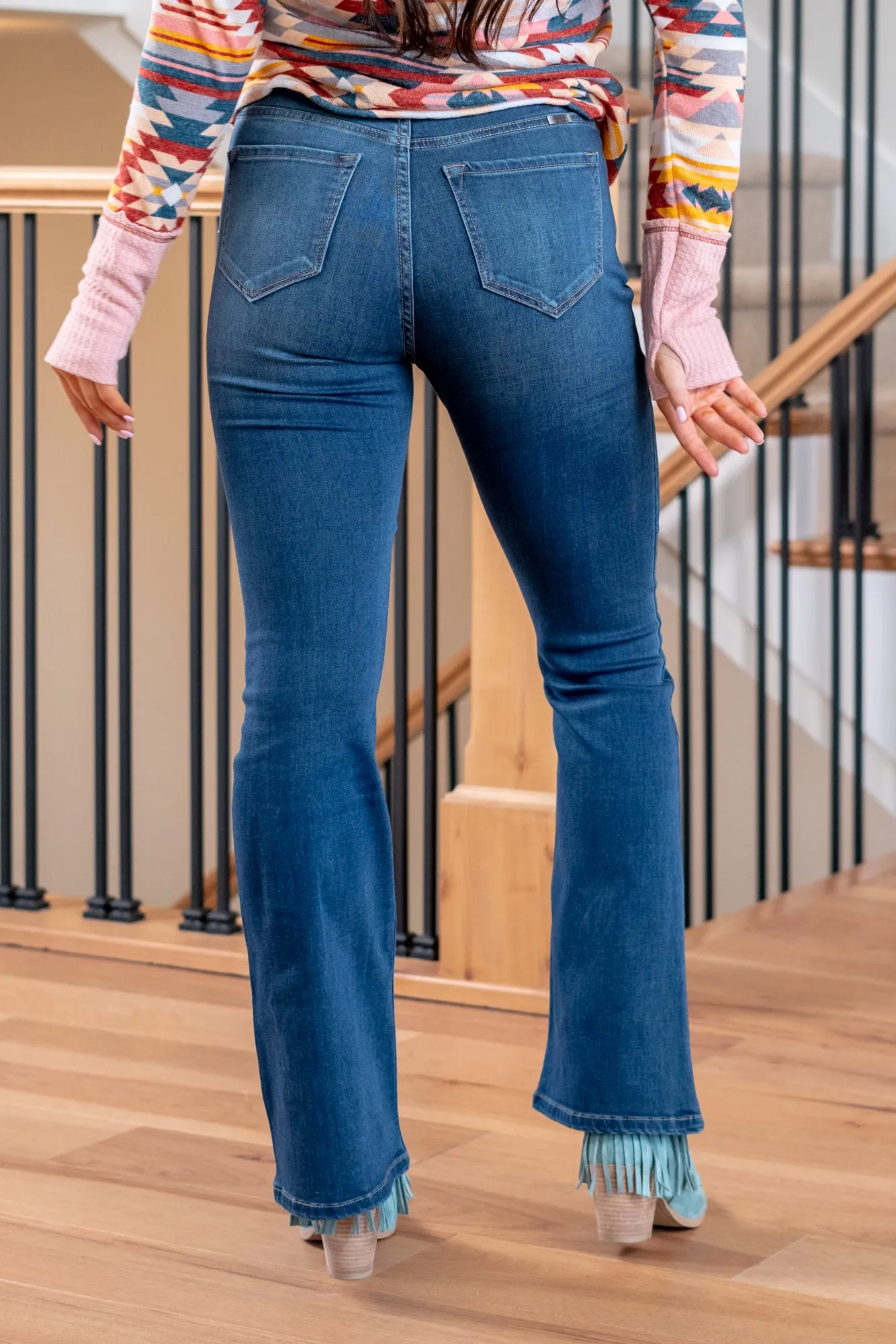 Petite Aurora Exposed Button Fly High Boot Cut