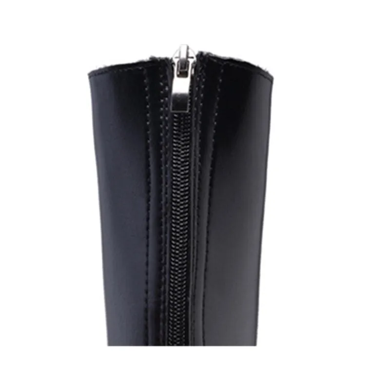 Pointed Toe Square Heel Shoes Women Knee-High  Boots
